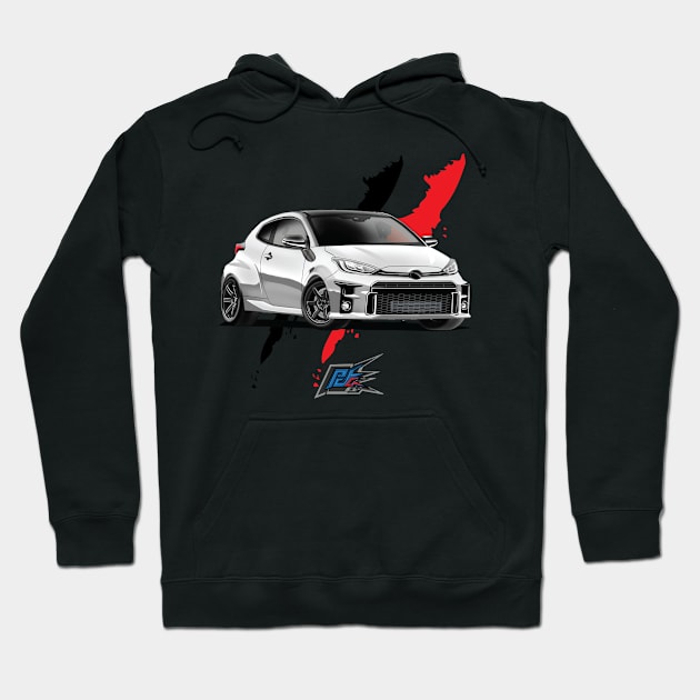 toyota gr yaris white Hoodie by naquash